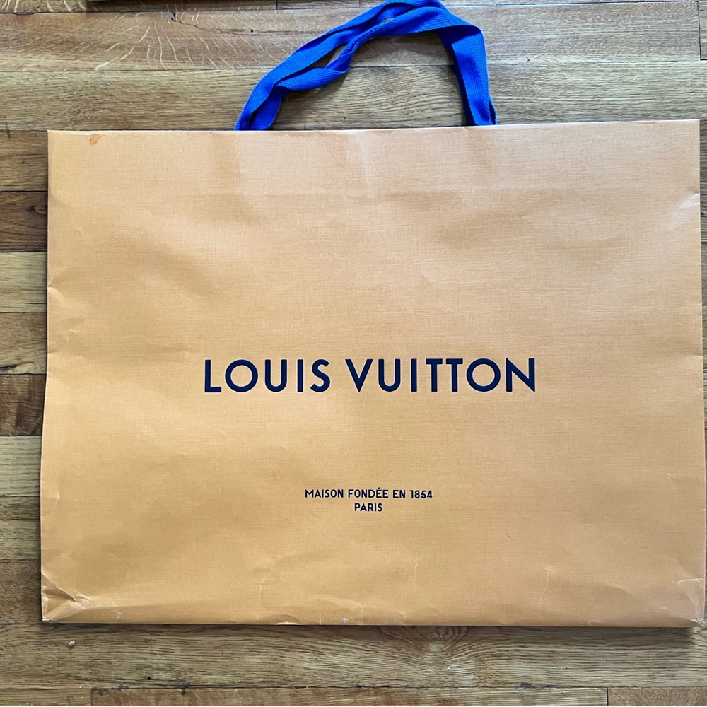 Louis Vuitton Orange Bag with Blue Handles